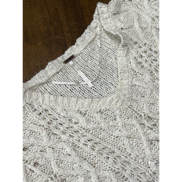 Free People Cross My Heart Women's Sweater Cream V-Neck Raw Hem Knit Size XS - Picture 2 of 2